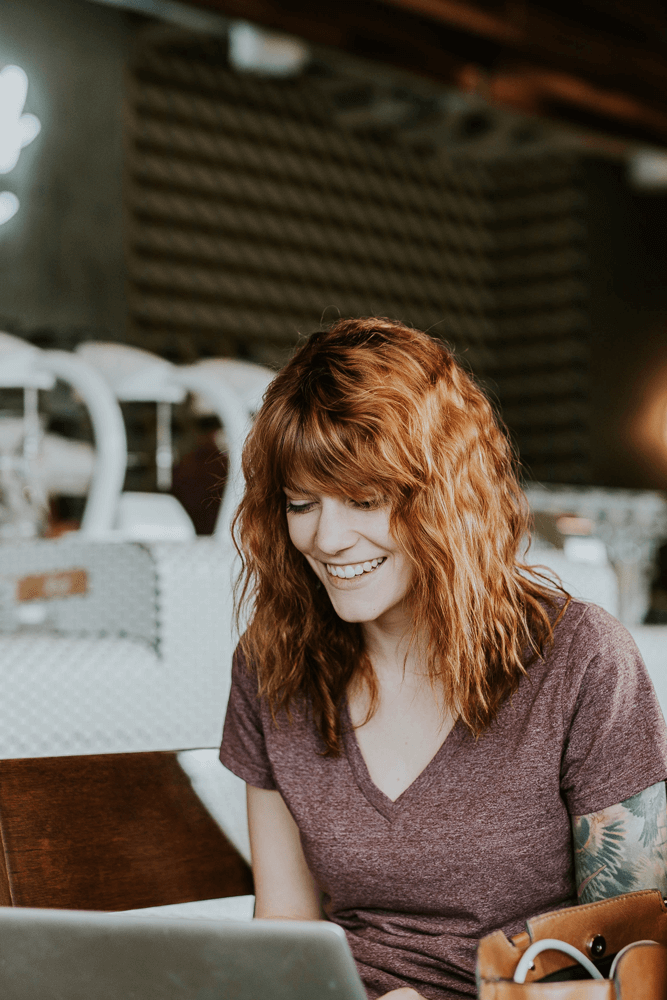 girl working on laptop